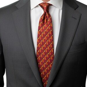 Vintage Ermenegildo Zegna Silk Tie, Red and Yellow Pattern, Made in‎ Italy